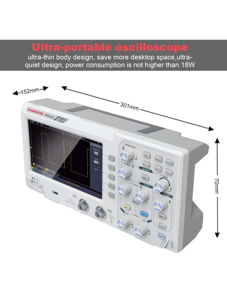 Osciloscopio Digital HANMATEK DOS1102 110MHz 2 Canales 7"