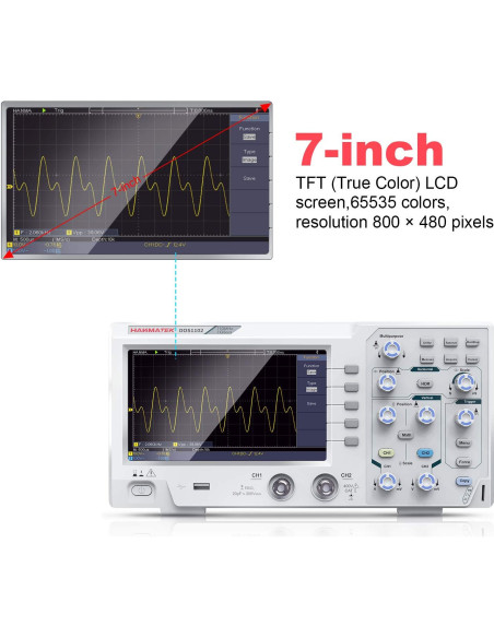 Osciloscopio Digital HANMATEK DOS1102 110MHz 2 Canales 7"