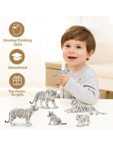 Set de Figuras de Tigres Blancos TOYMANY 6PCS 10 cm