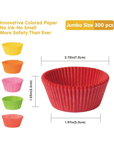 Forros de Cupcake Jumbo 300 pcs Arcoíris GoldenBakeryFamily