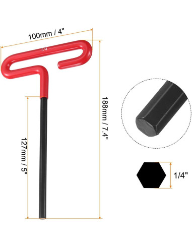Llave Hexagonal T Harfington 1/4" (6.35mm) Larga con Acolchado