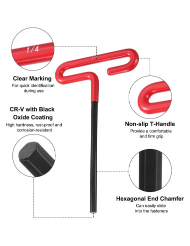 Llave Hexagonal T Harfington 1/4" (6.35mm) Larga con Acolchado