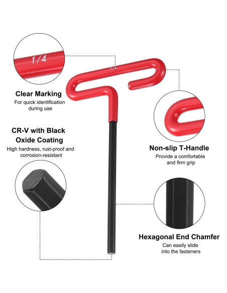 Llave Hexagonal T Harfington 1/4" (6.35mm) Larga con Acolchado