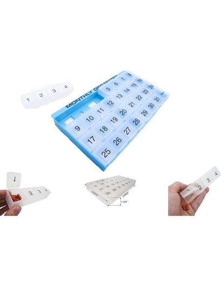 Organizador de Pastillas Mensual Promed 31 Compartimentos Azul