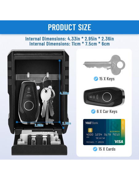 Caja de Llave BKNOOU Grande con Combinación 4 Dígitos para Montaje en Pared