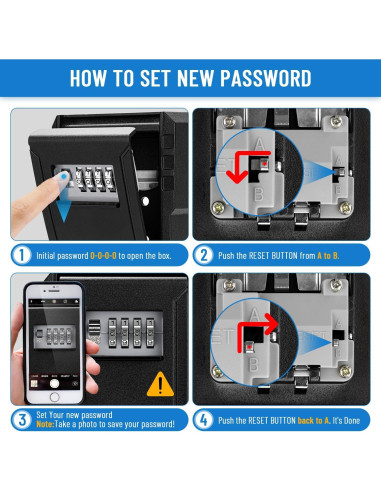 Caja de Llave BKNOOU Grande con Combinación 4 Dígitos para Montaje en Pared