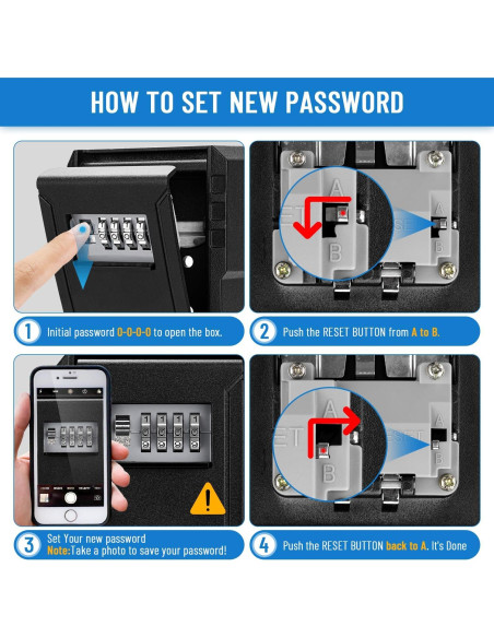 Caja de Llave BKNOOU Grande con Combinación 4 Dígitos para Montaje en Pared