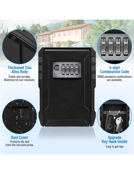 Caja de Llave BKNOOU Grande con Combinación 4 Dígitos para Montaje en Pared