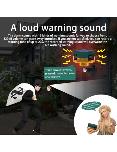 Alarma Solar de Movimiento QXMH para Exteriores 129dB