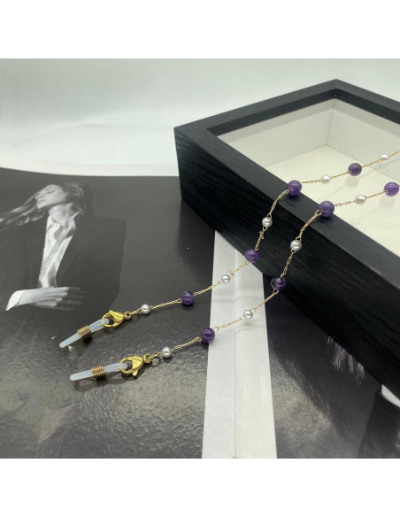 Cadena para Gafas de Mujeres 71cm Amatista 3 Piezas