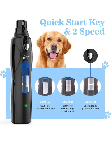 Lima de Uñas para Mascotas WWVVPET con Luz LED y 2 Cabezas