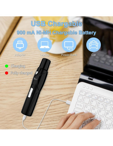 Lima de Uñas para Mascotas WWVVPET con Luz LED y 2 Cabezas