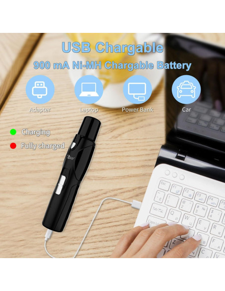 Lima de Uñas para Mascotas WWVVPET con Luz LED y 2 Cabezas