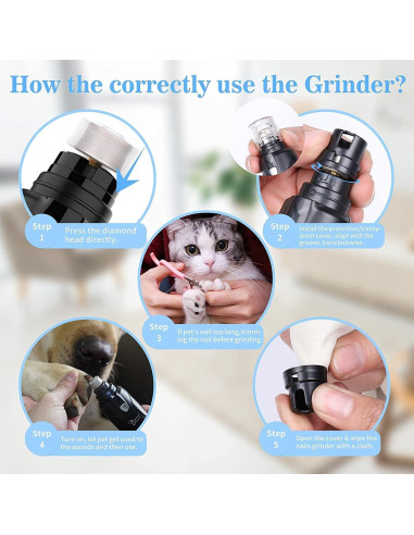 Lima de Uñas para Mascotas WWVVPET con Luz LED y 2 Cabezas