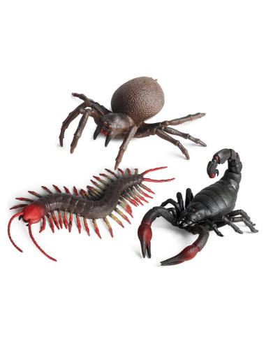 Figuras de Insectos de Goma RCOMG - Araña, Escorpión y Ciempiés