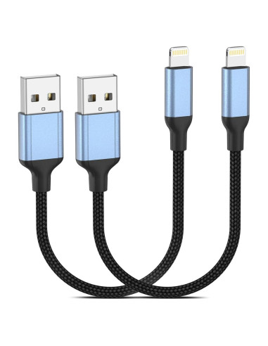 Cable de Carga Rápida USB A a Lightning 15 cm MFi - 2 Paquetes