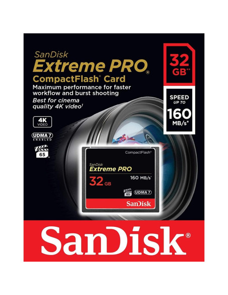 Tarjeta de Memoria SanDisk 32GB CompactFlash UDMA 7 160MB/s Tarjeta de Memoria SanDisk 32GB CompactFlash UDMA 7 160MB/s