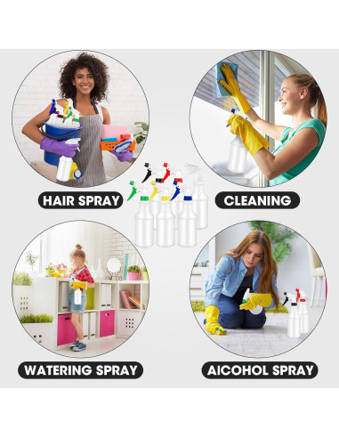 Gerrii 12 Botellas Spray Plástico 750 ml Multicolor para Limpieza