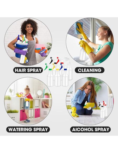 Gerrii 12 Botellas Spray Plástico 750 ml Multicolor para Limpieza