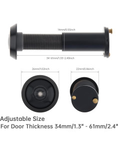 Mirilla de puerta HOJLKLD de latón 180 con tapa privacidad negra 2
