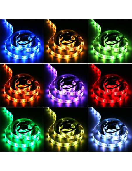 Tira LED RGB a Batería HIKENRI 1M Control Remoto 16 Colores Tira LED RGB a Batería HIKENRI 1M Control Remoto 16 Colores