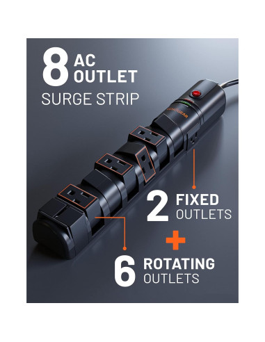 Protector de Sobretensión ECHOGEAR 2160J con 8 Salidas Rotativas