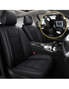 Cubiertas de Asiento de Coche de Cuero AOOG Negro Universal 2