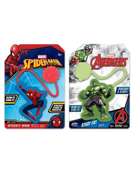 JA-RU Manos Pegajosas Spiderman y Hulk - 2 Paquetes Variados