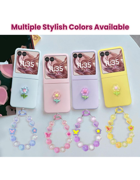 Funda Motorola Razr 2025/2024 con Correa - Diseño Floral Azul