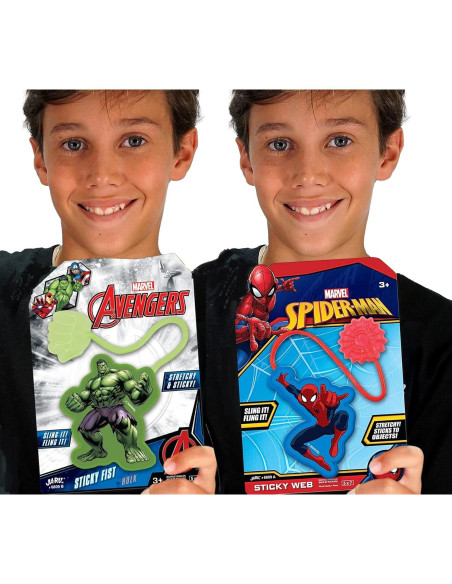 JA-RU Manos Pegajosas Spiderman y Hulk - 2 Paquetes Variados