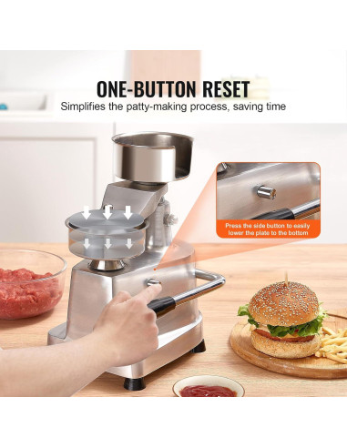 Prensa de Hamburguesas VEVOR 100mm Acero Inoxidable Comercial