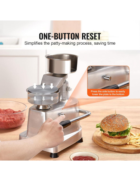 Prensa de Hamburguesas VEVOR 100mm Acero Inoxidable Comercial