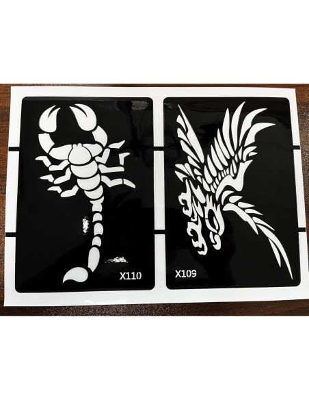 Kit de Plantillas de Tatuaje de Henna KOTBS - 5 Hojas Animales Kit de Plantillas de Tatuaje de Henna KOTBS - 5 Hojas Animales