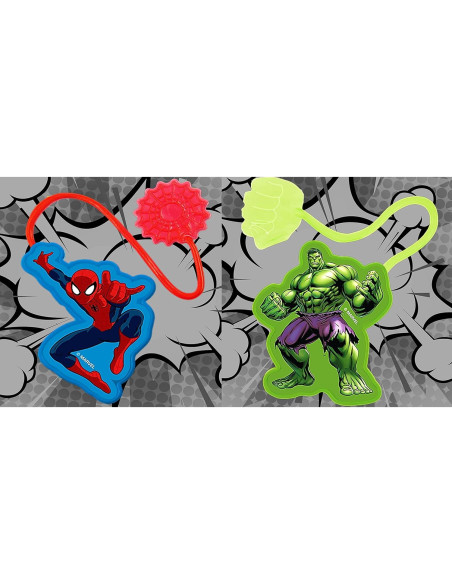 JA-RU Manos Pegajosas Spiderman y Hulk - 2 Paquetes Variados