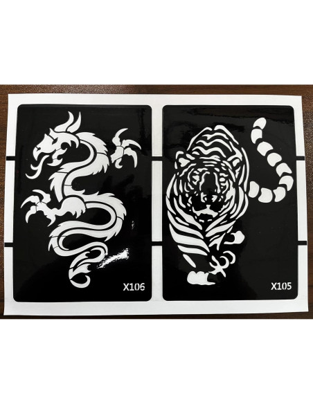 Kit de Plantillas de Tatuaje de Henna KOTBS - 5 Hojas Animales Kit de Plantillas de Tatuaje de Henna KOTBS - 5 Hojas Animales