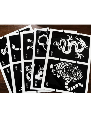 Kit de Plantillas de Tatuaje de Henna KOTBS - 5 Hojas Animales