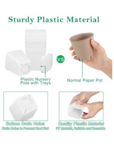 Kit de Manualidades de Jardín Elcoho 36 Macetas Plásticas DIY