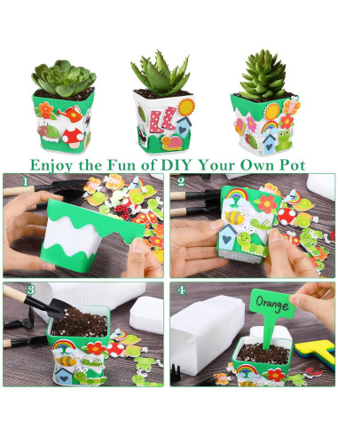 Kit de Manualidades de Jardín Elcoho 36 Macetas Plásticas DIY