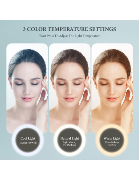 Bolsa de Maquillaje de Viaje Behaesty con Espejo LED Azul Aqua