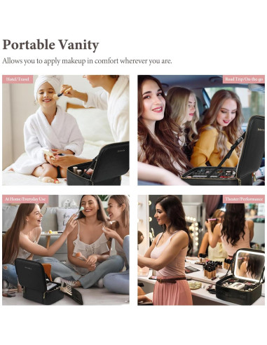 Bolsa de Maquillaje de Viaje Behaesty con Espejo LED Azul Aqua