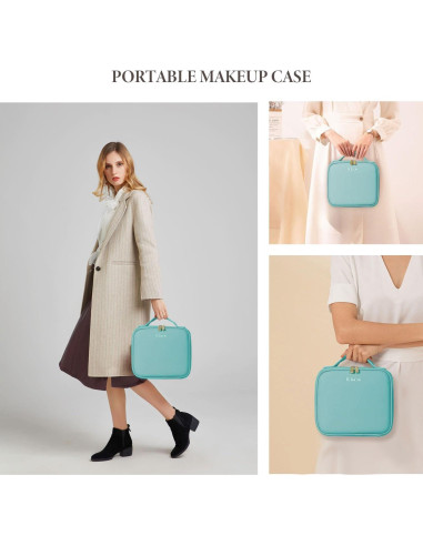 Bolsa de Maquillaje de Viaje Behaesty con Espejo LED Azul Aqua