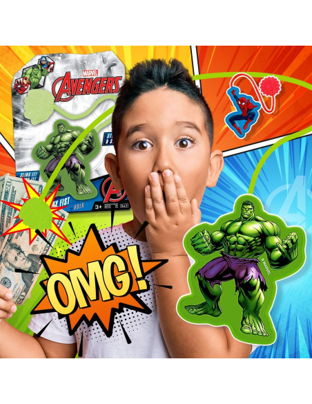 JA-RU Manos Pegajosas Spiderman y Hulk - 2 Paquetes Variados