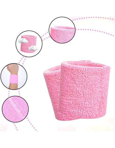 10 Muñequera Absorbente JJUNW Rosa para Multi-Deporte