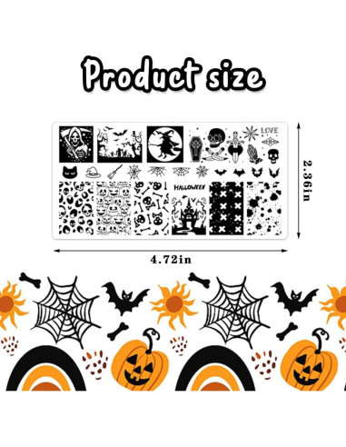 Conjunto de Placas de Estampado de Uñas Halloween ALIBBON 6 Pcs