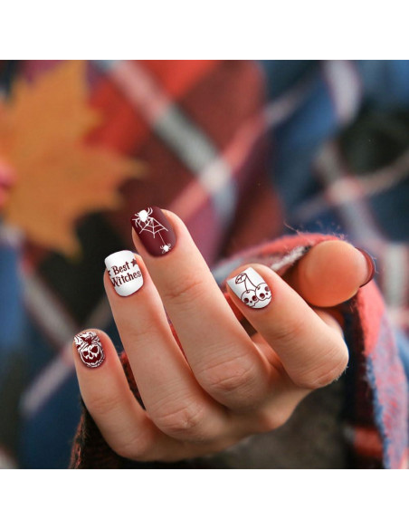 Conjunto de Placas de Estampado de Uñas Halloween ALIBBON 6 Pcs