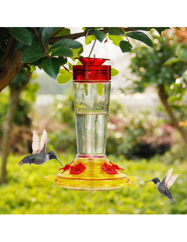 Alimentador de Colibríes Shrdaepe de Vidrio 0.28L 5 Puertos Rojo
