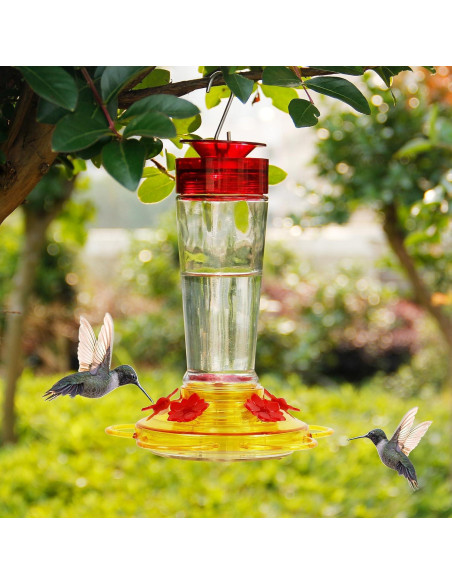 Alimentador de Colibríes Shrdaepe de Vidrio 0.28L 5 Puertos Rojo