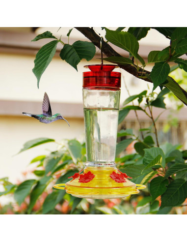 Alimentador de Colibríes Shrdaepe de Vidrio 0.28L 5 Puertos Rojo