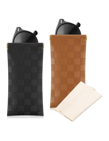 Funda de Gafas Cuadriculada Sightor 2 Pcs Cuero Suave