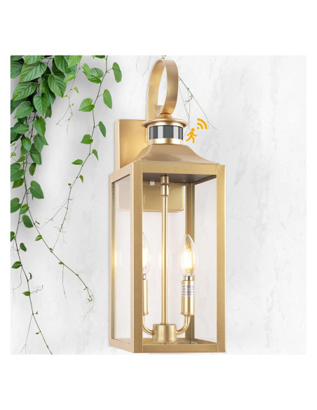 Luz Exterior con Sensor de Movimiento Yolsunes 50cm Oro IP65